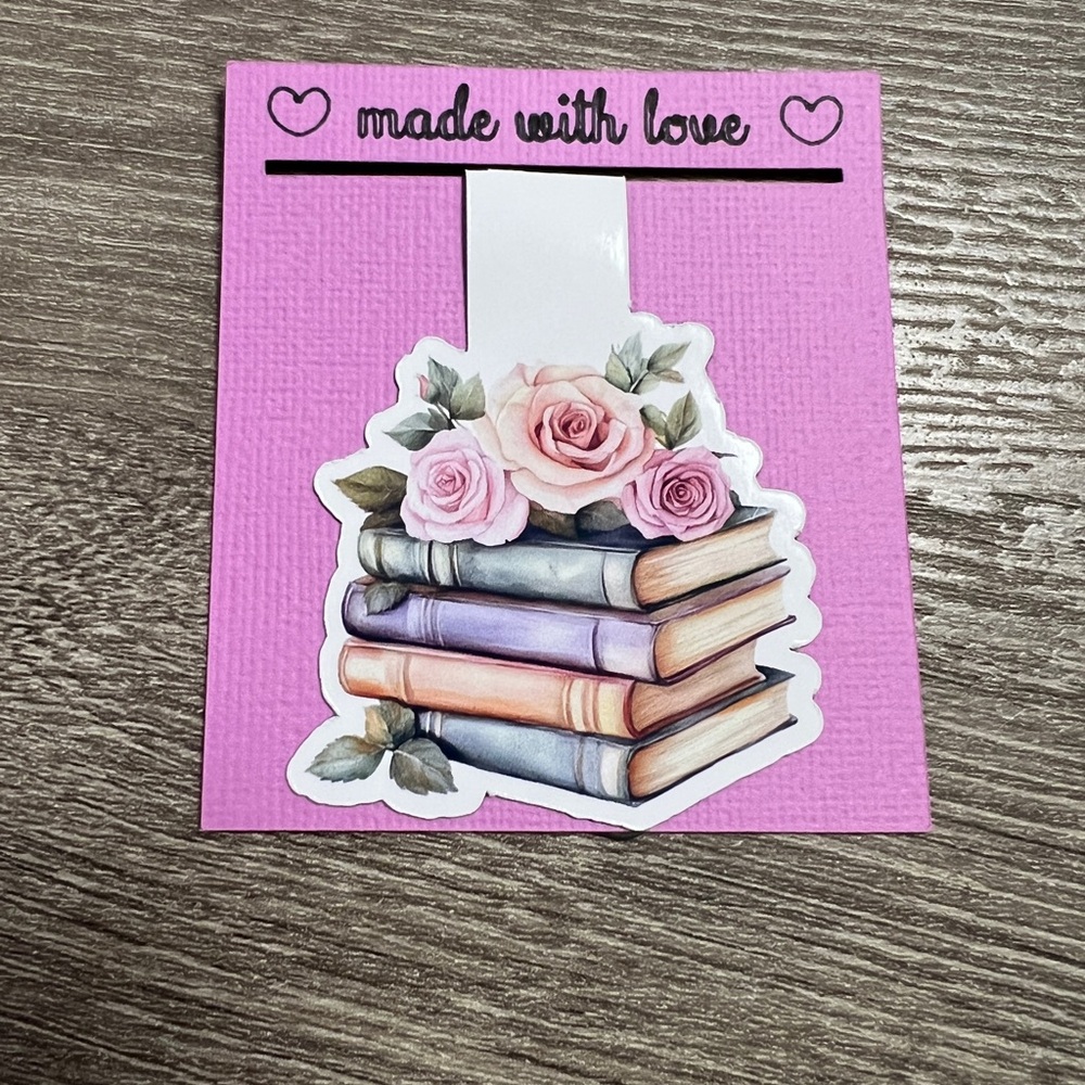 Romantic Floral Books Magnetic Bookmark | Handmade Reader Gift